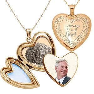 'Always in my Heart' Cremation & Hair Photo Locket