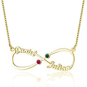 Infinity Name Necklace w/ 2 Names & Birthstones