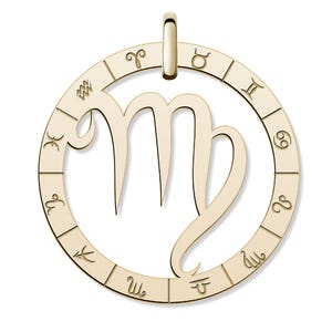 Cutout Round Virgo Symbol Charm or Pendant