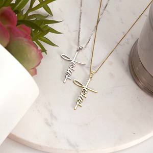 Cross Necklace with Script Jesus & 18 Inch Chain