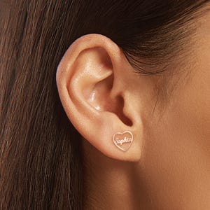 Heart Name Script Earrings