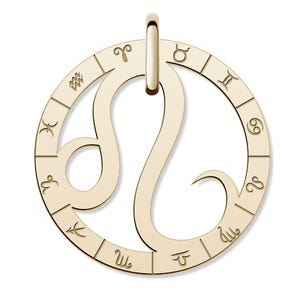 Cutout Round Leo Symbol Charm or Pendant