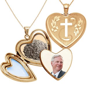 Hand Engraved Cross Cremation & Hair Photo Locket