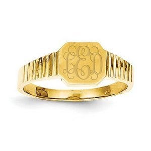 14K Gold Boy's Square Signet Ring