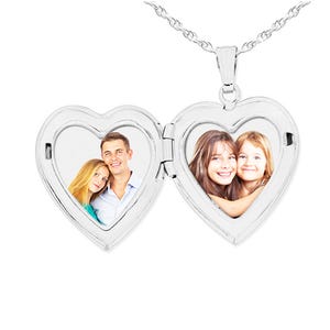 14K White Gold "Interlocking" Heart Photo Locket