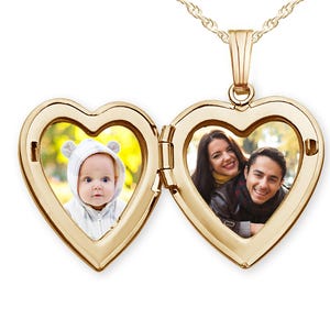 Solid 14K Yellow Gold Classic Heart Photo Locket