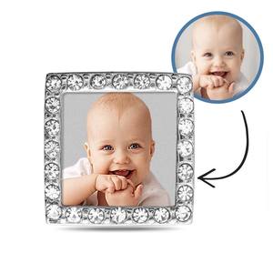 Additional Photo Engraved CZ Square Charm