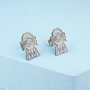 Personalized Pair Of Ohio State Logo with Name Earrings