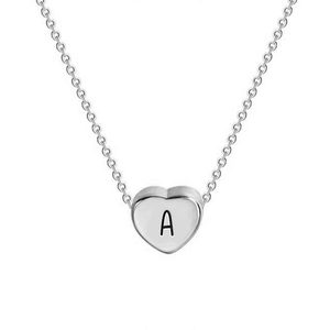 Petite Heart Initial Necklace with 16" Rolo Chain