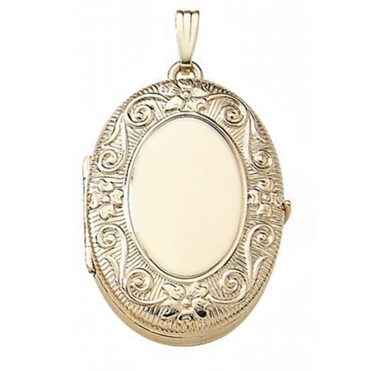Solid 14K Yellow Gold Oval Four Photo Locket