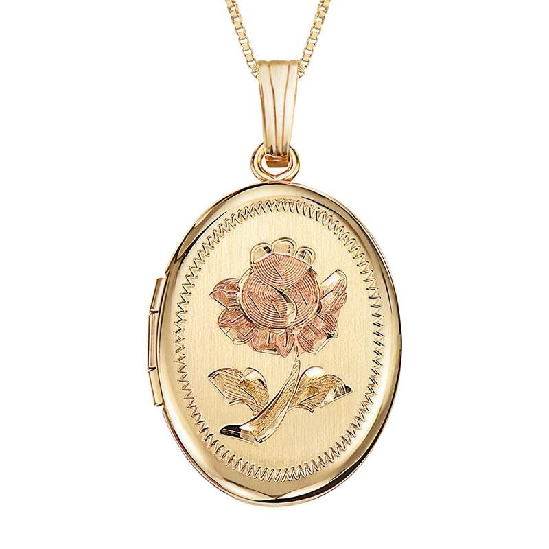 14K Gold Filled Rose Oval Photo Locket - 5/8 inch x 3/4 inch