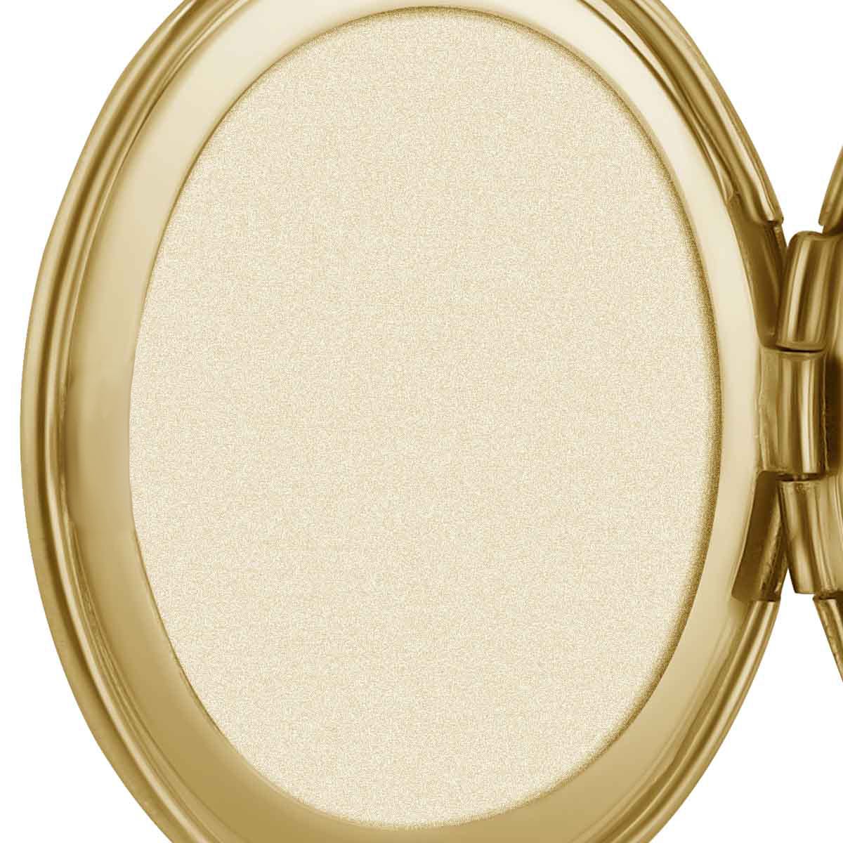 Solid 14k Yellow Gold Premium Weight Oval Photo Locket with Diamonds