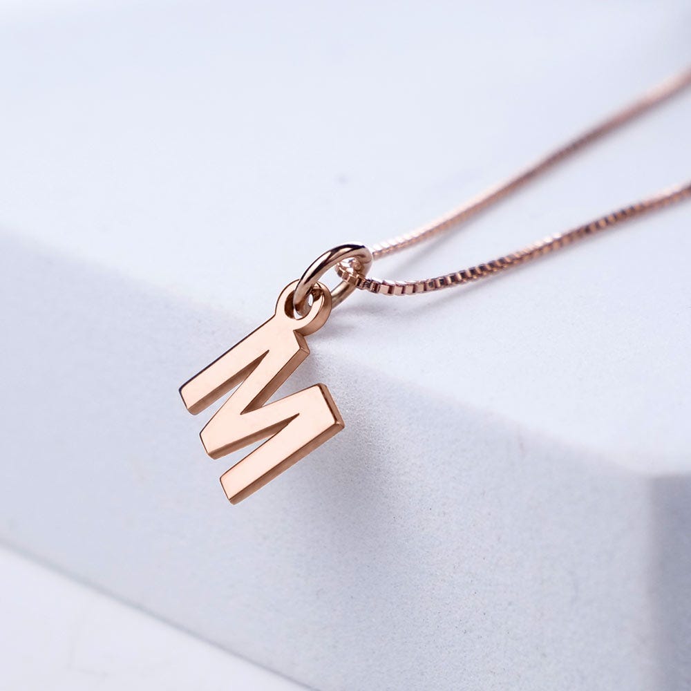 Dainty Initial Block Necklace