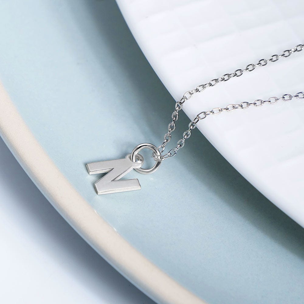 Dainty Initial Block Necklace