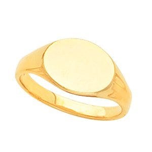 14K Gold Women's Oval Signet Ring