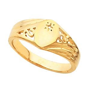 14K Gold Women's Marquise Signet Mounting Ring