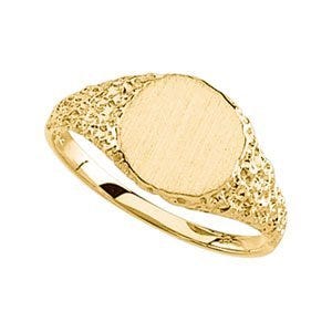 14K Gold Women's Round Signet Ring