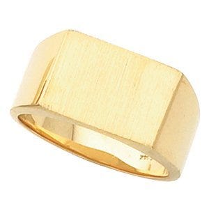 14K Gold Men's Rectangle Signet Ring
