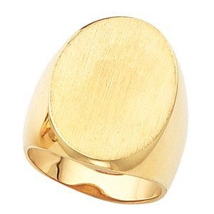 14K Gold Men's Oval Signet Ring