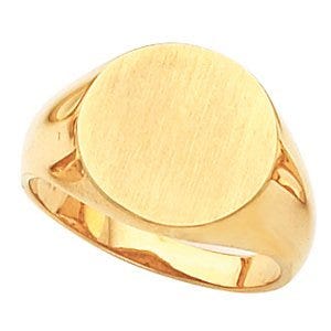 14K Gold Men's Round Signet Ring