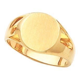 14K Gold Men's Round Signet Ring
