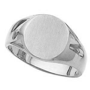 14K Gold Men's Round Signet Ring