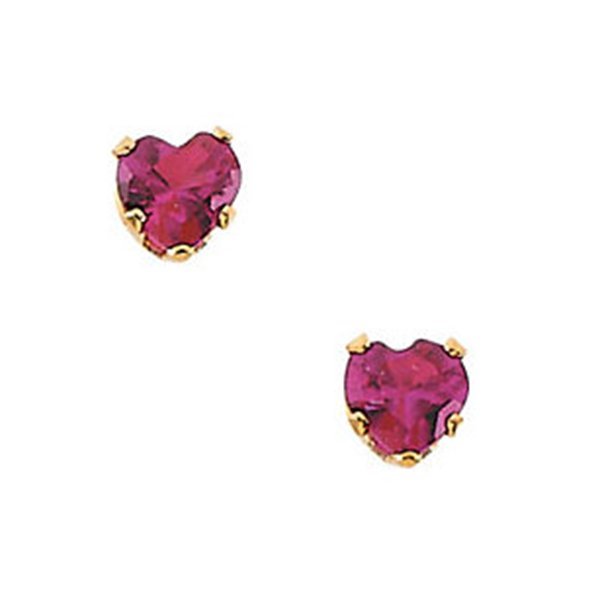 14K Yellow Gold Children's Imitation Ruby Earring