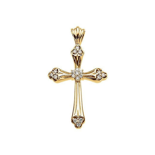 14K Yellow Gold Diamond Cross Pendant