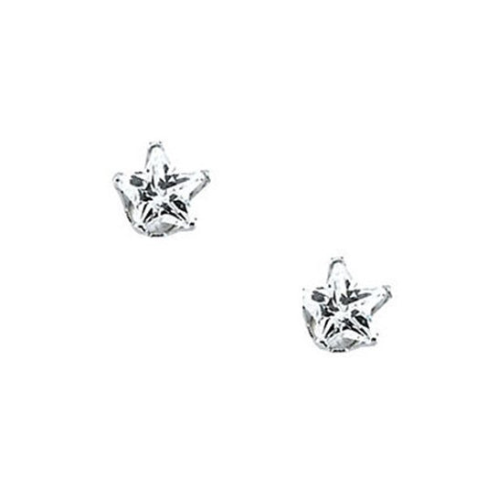 14K White Children's Star Cubic Zirconia Earring