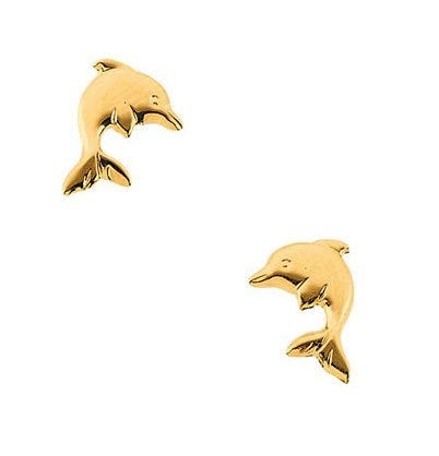 14K Yellow or White Gold Children's Dolphin Earring
