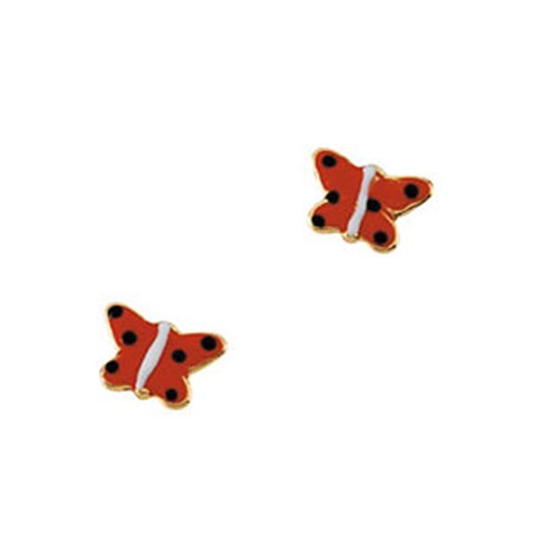 14K Yellow Gold Children's Butterfly Enamel Earring