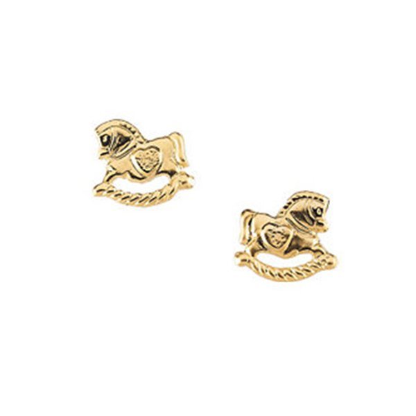 14K Yellow Gold Children's Rocking Horse Earring