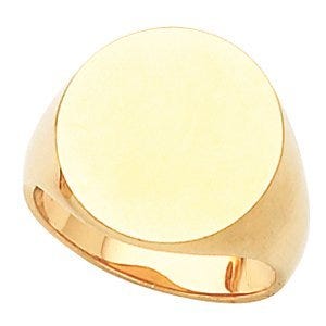 14K Gold Men's Round Signet Ring