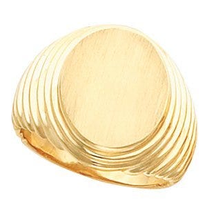 14K Gold Men's Oval Signet Ring