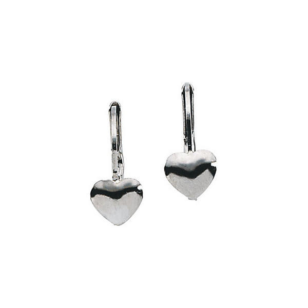 14K White Gold Children's Heart LeverBack Earring