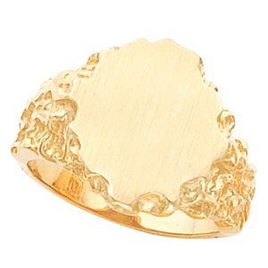14K Gold Men's Diamond Cut Signet Ring
