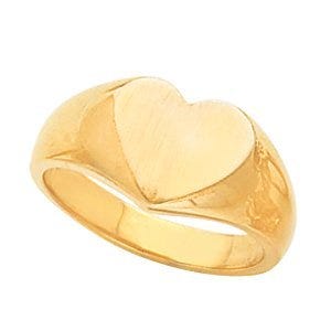 14K Gold Women's Heart Signet Ring