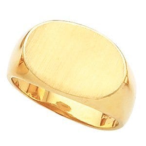 14K Gold Men's Sideways Oval Signet Ring