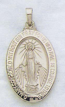 14K White Gold Miraculous Medal