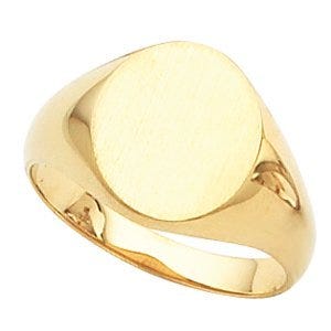 14K Gold Men's Round Signet Ring
