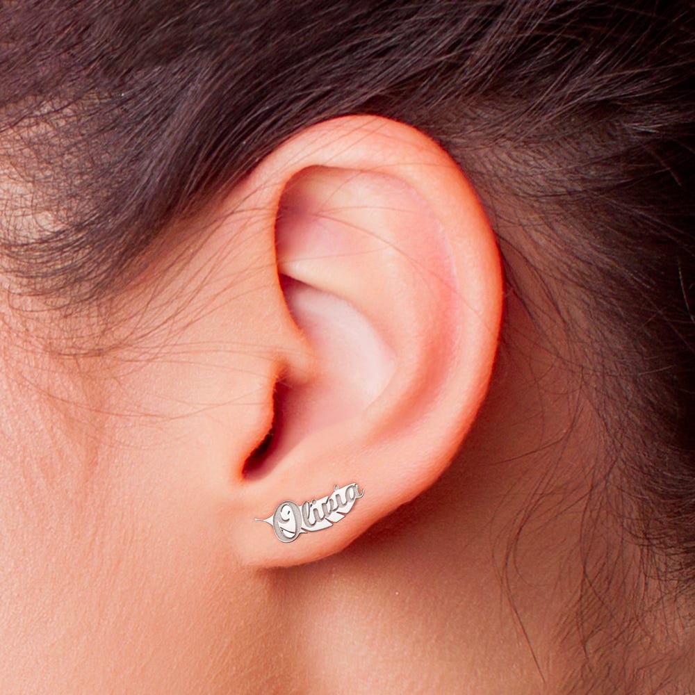 Pair of Feather Name Earrings