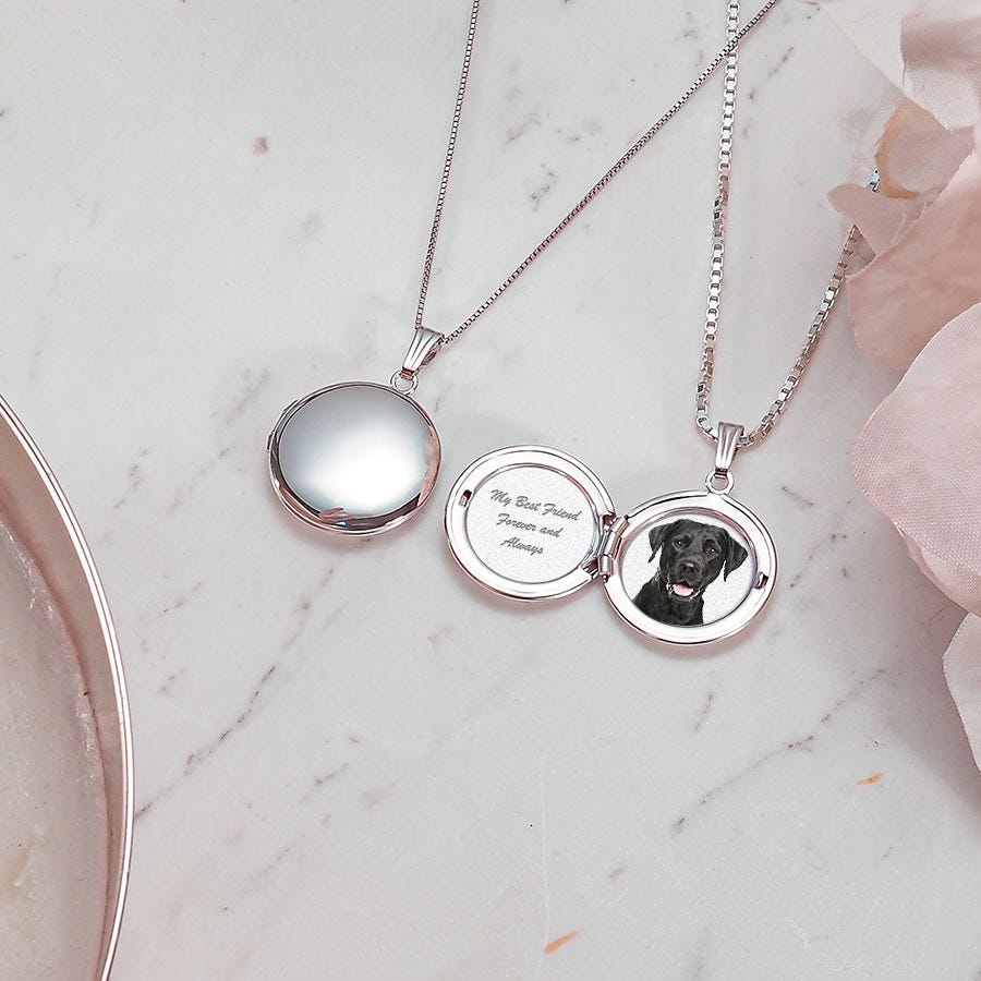 14k White Gold Round Photo Locket