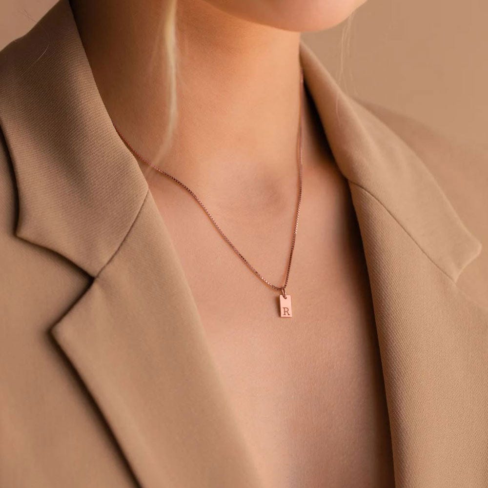 Dainty Initial Pendant with Chain