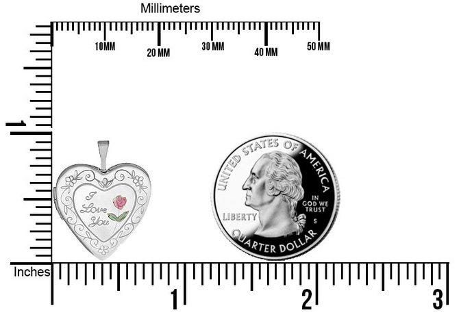 Sterling Silver "I Love You" Heart Photo Locket