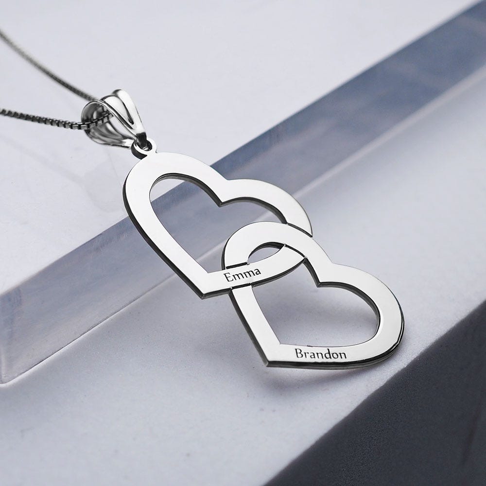 Interlocking Double Heart Name Necklace