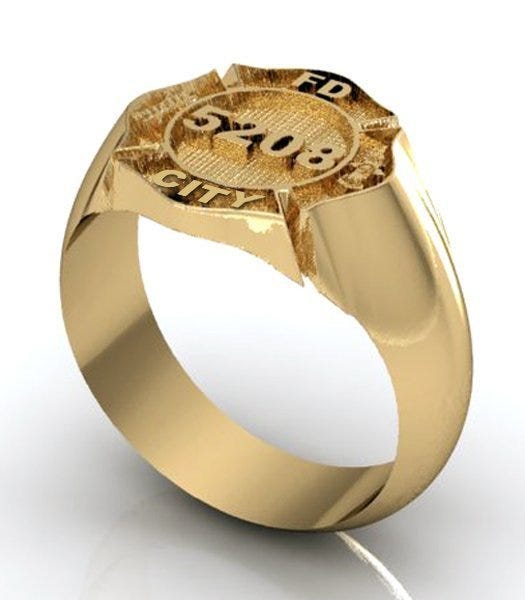Personalized Firefigher Badge Ring