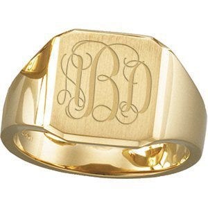 14K Gold Men's Square Signet Ring