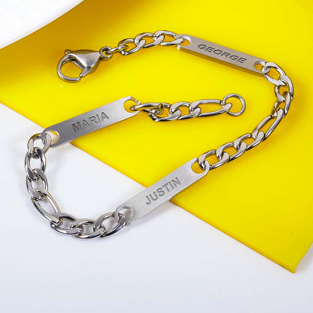 Men's Figaro Personalized Name ID Bracelet