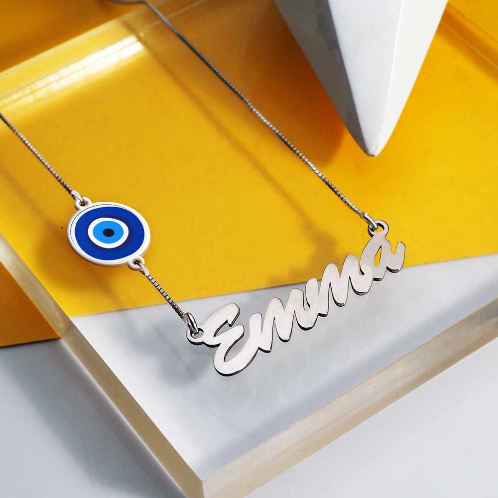 Evil Eye Custom Name Necklace
