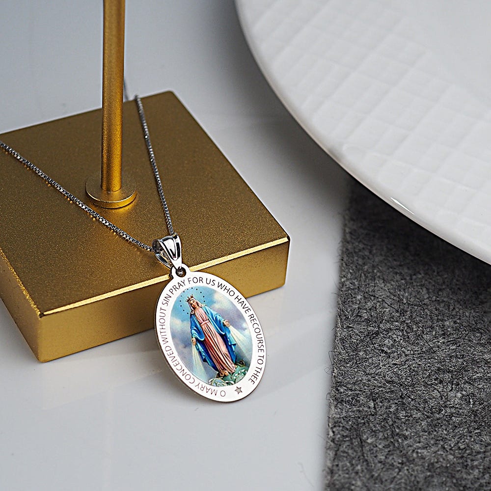 Miraculous Medal Exclusive Color Oval Pendant